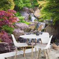 Nature Garden Waterfall Wall Mural for Fresh Dining Spaces