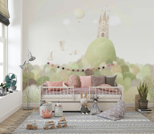 Soft pastel  kingdom wall mural feature wall