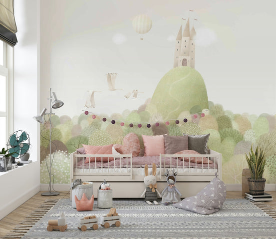 Soft pastel  kingdom wall mural feature wall