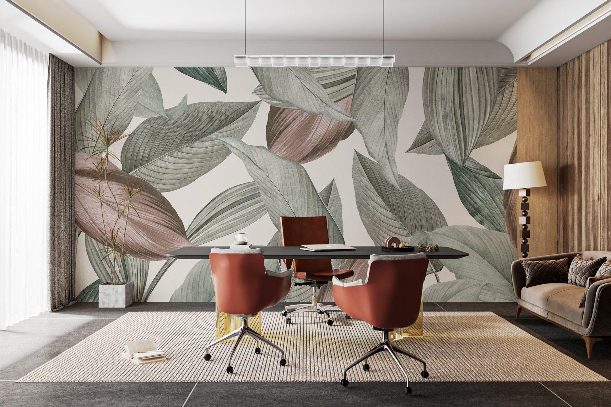 Gentle Leaf Patterns Wallpaper Mural - Wallanza