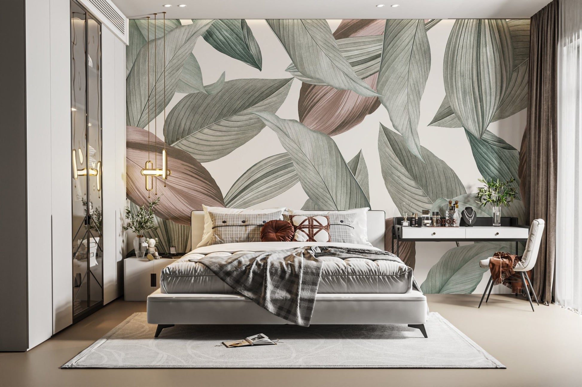 Gentle Leaf Patterns Wallpaper Mural - Wallanza