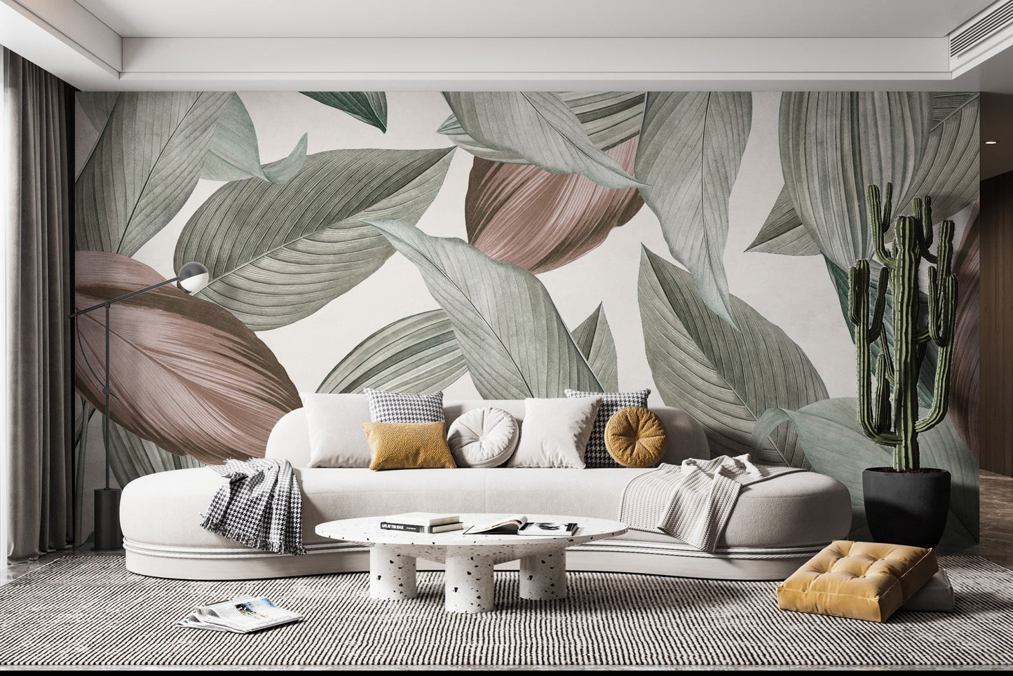Gentle Leaf Patterns Wallpaper Mural - Wallanza