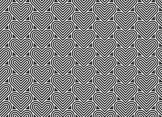 Black and White Geometric Pattern Linear Hearts Wallpaper