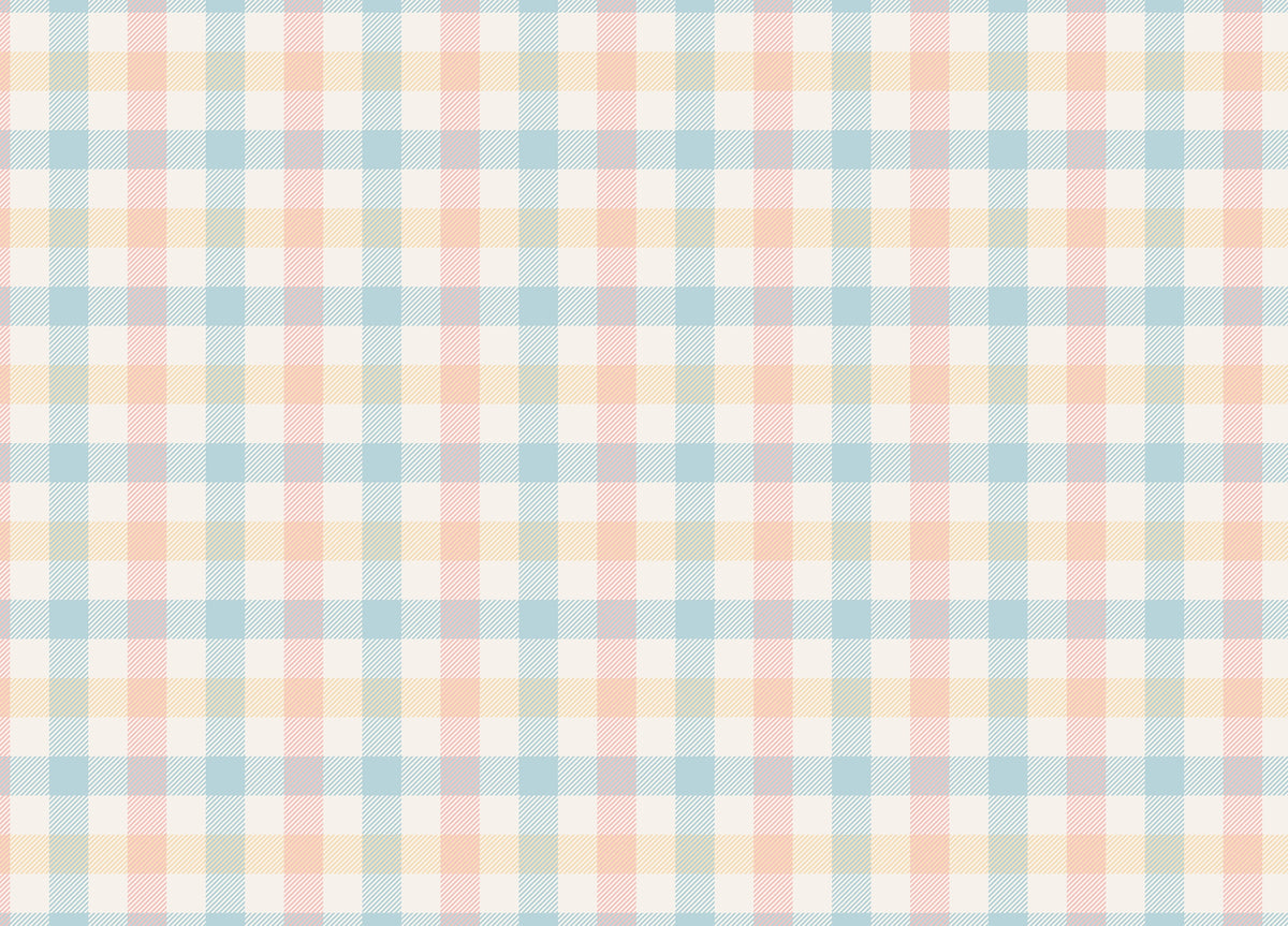 Vichy Pattern Pastel Gingham Stripe Geometric Wallpaper in your room — zoomed