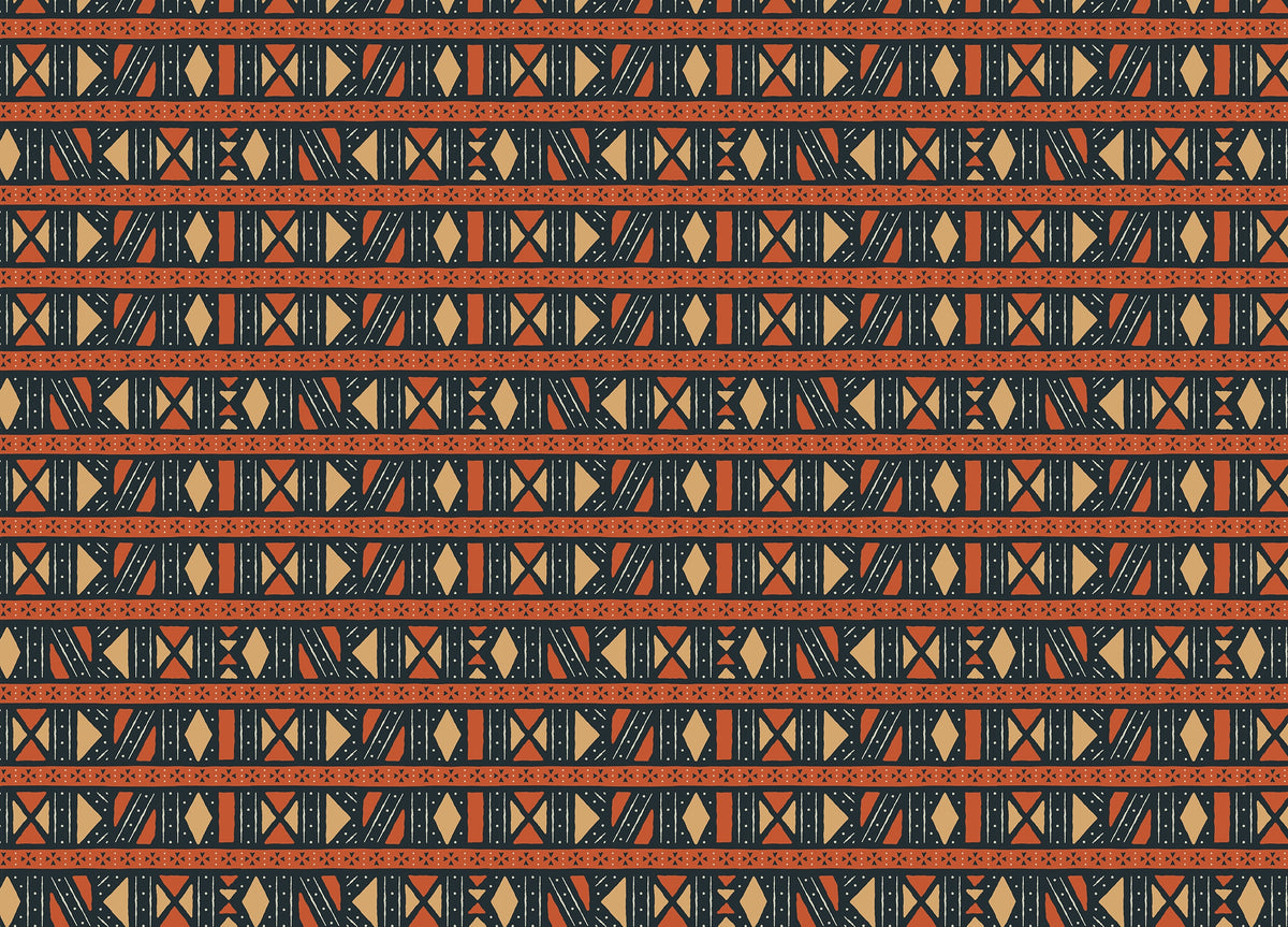 Geometric Africa Tribal Art Ethnic Seamless Pattern Wallpaper in your room — zoomed