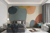 Stylish abstract mural featuring sharp shapes for kids bedroom.