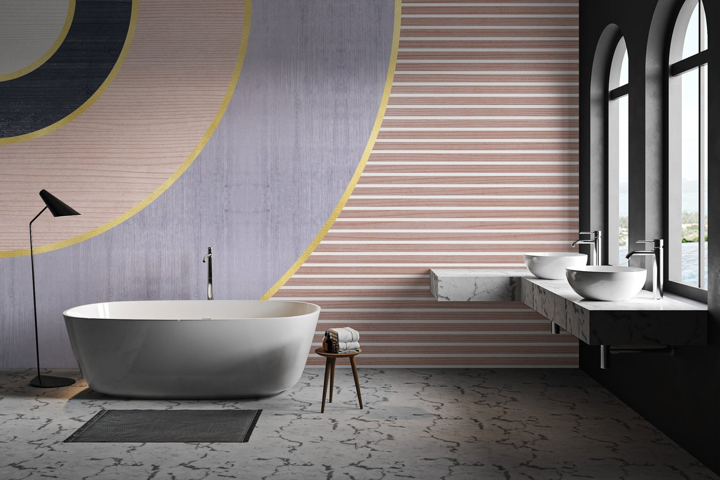 Geometric Gold Accent Wallpaper - Wallanza