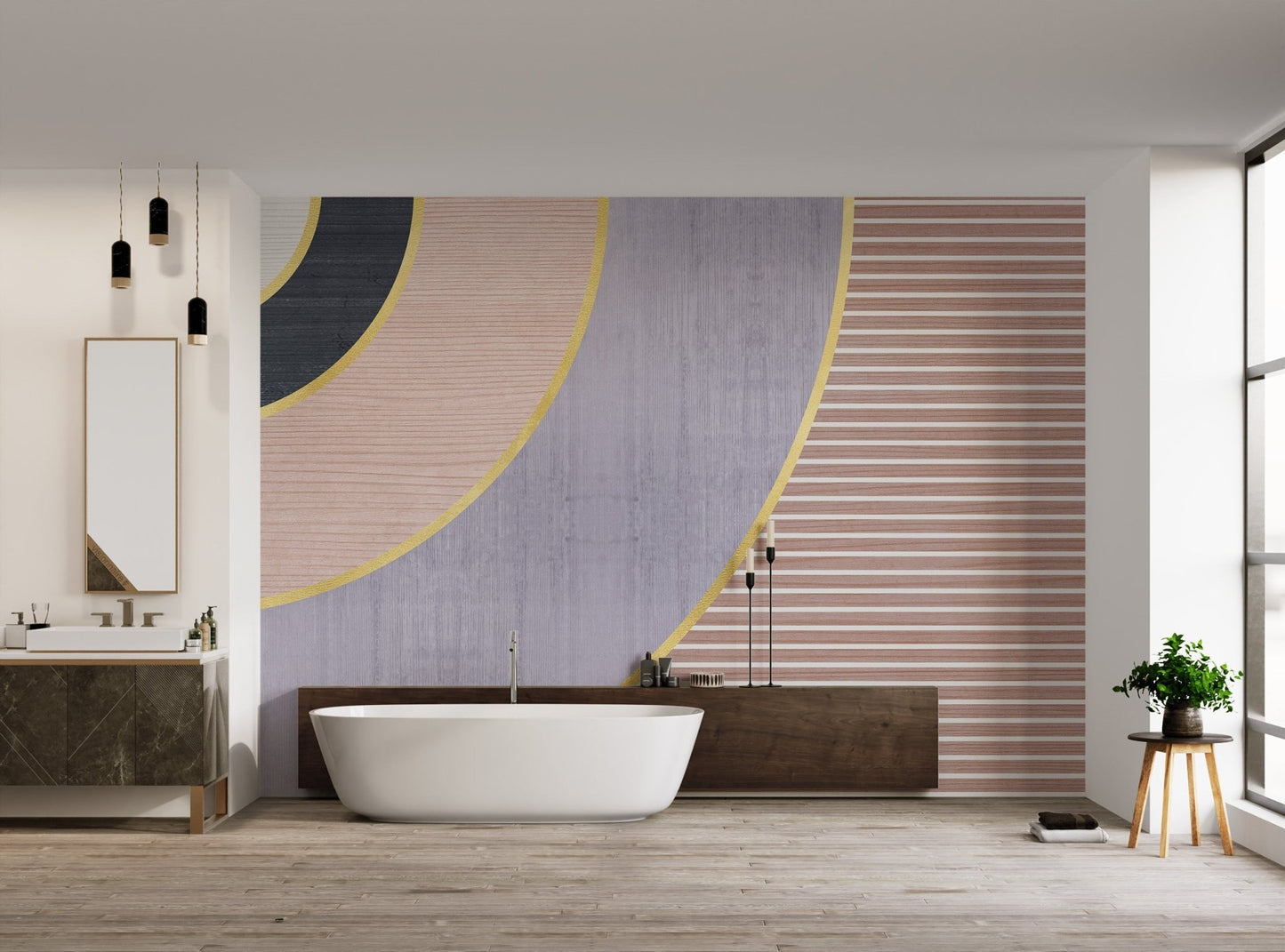 Geometric Gold Accent Wallpaper - Wallanza