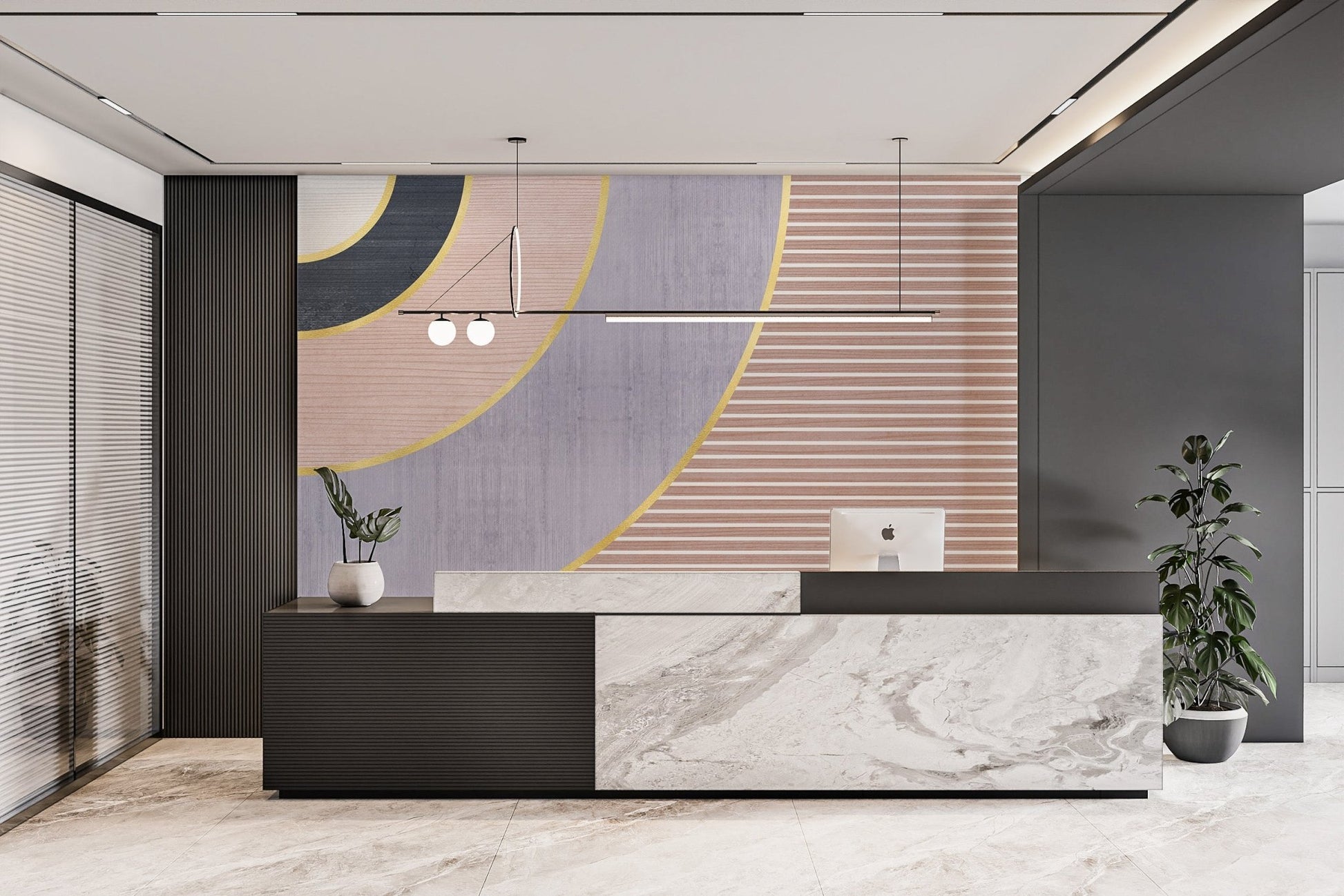 Geometric Gold Accent Wallpaper - Wallanza