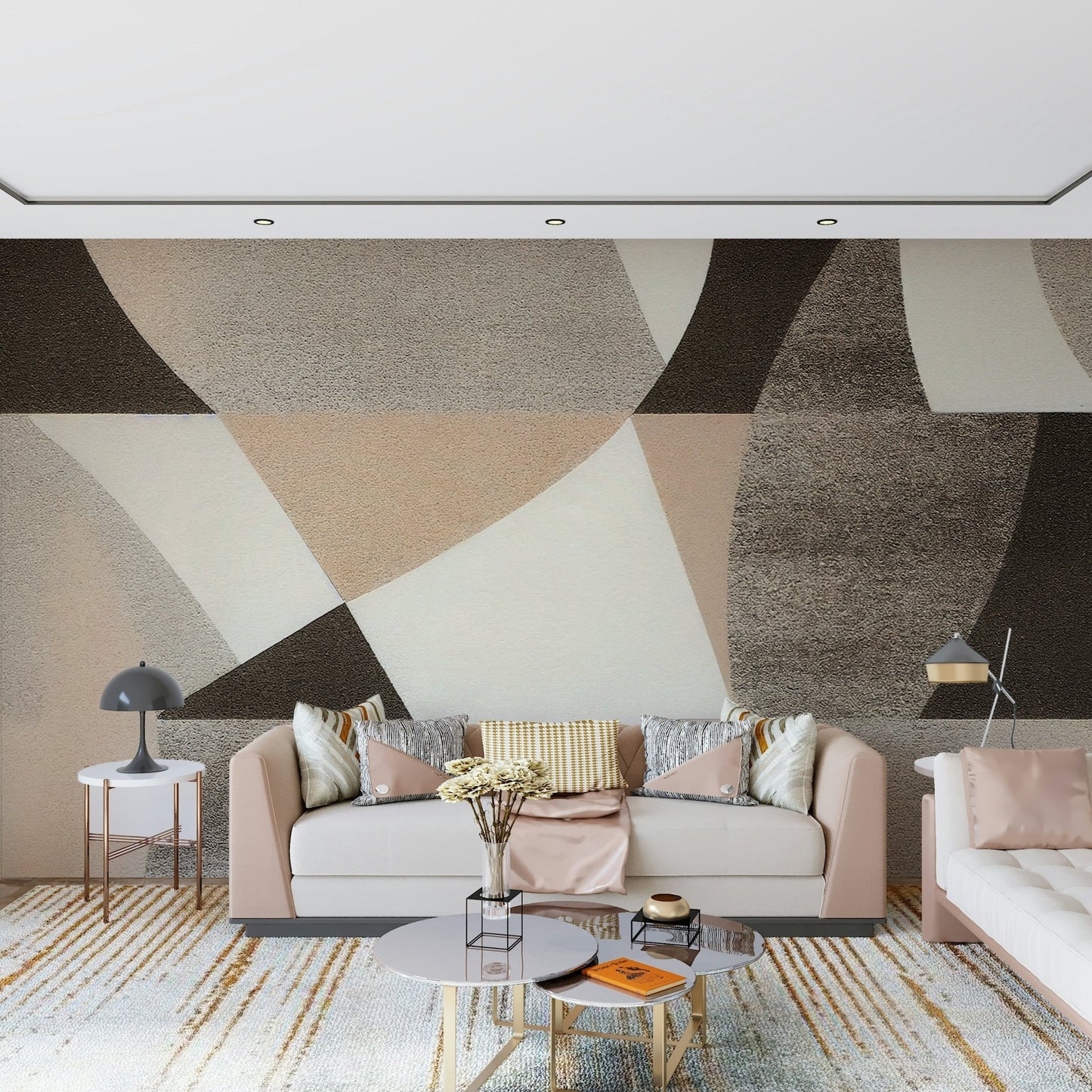 Geometric Harmony Earth Tones Wall Mural - Wallanza