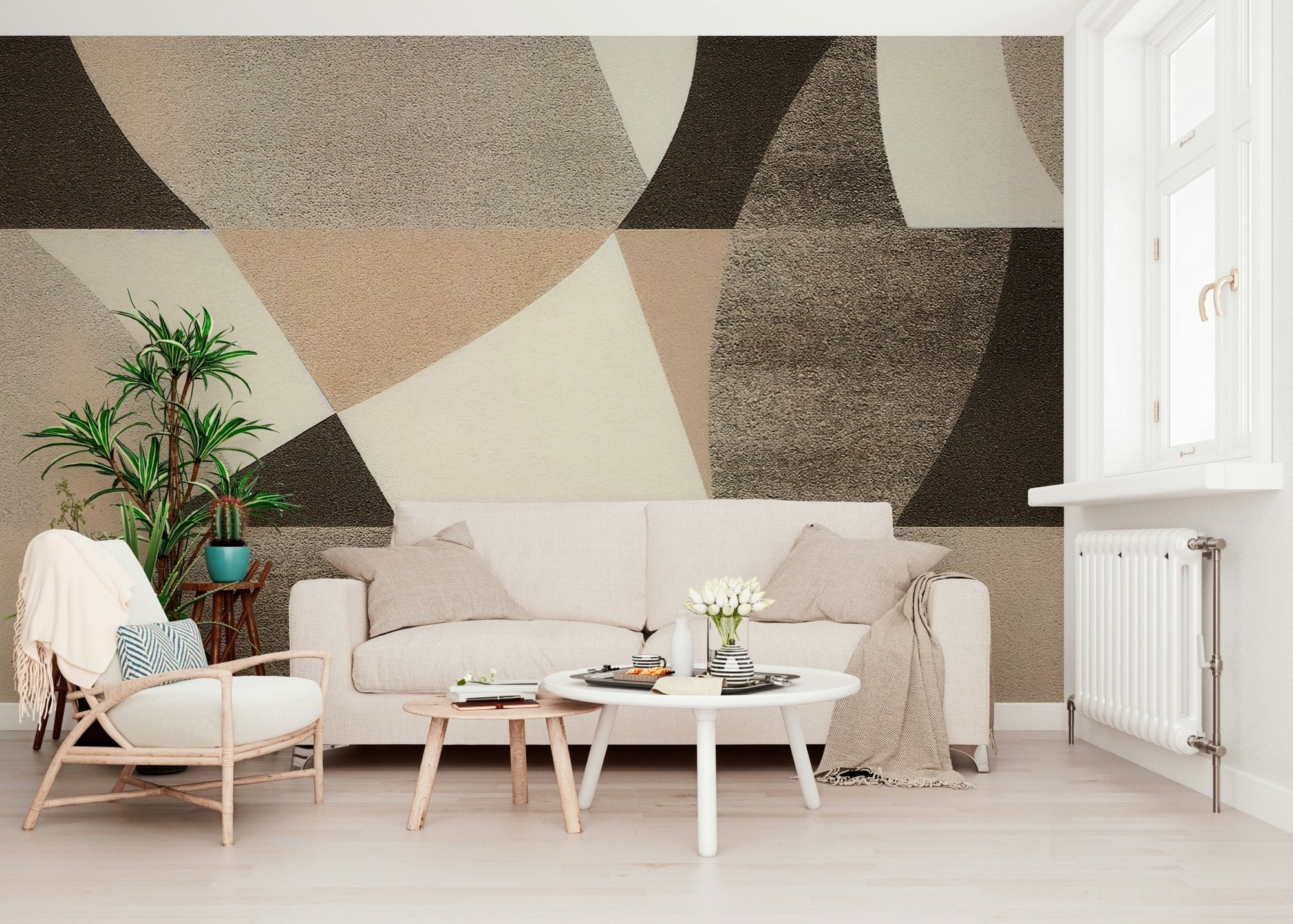 Geometric Harmony Earth Tones Wall Mural - Wallanza