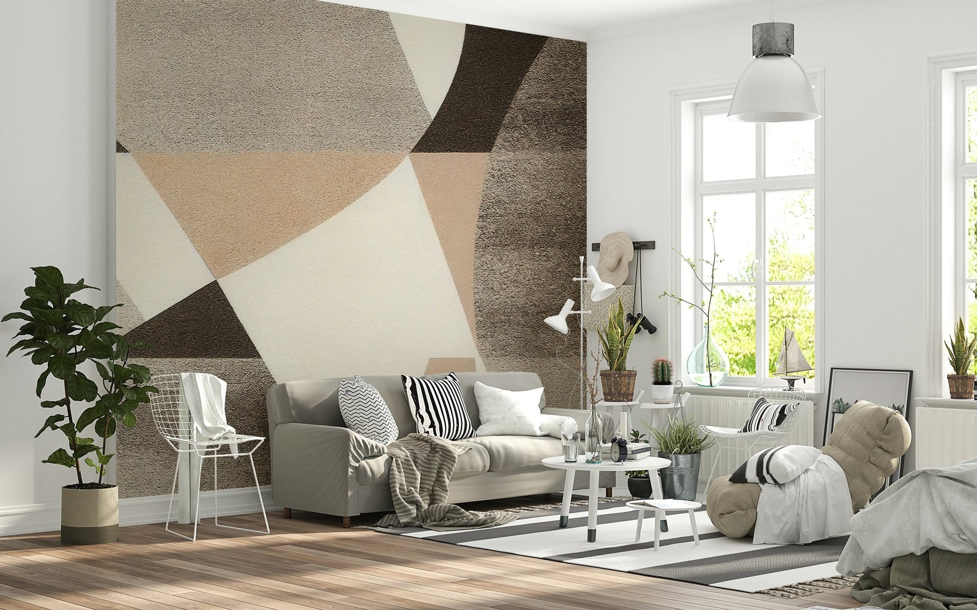 Geometric Harmony Earth Tones Wall Mural - Wallanza