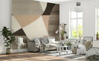 Geometric Harmony Earth Tones Wall Mural - Wallanza
