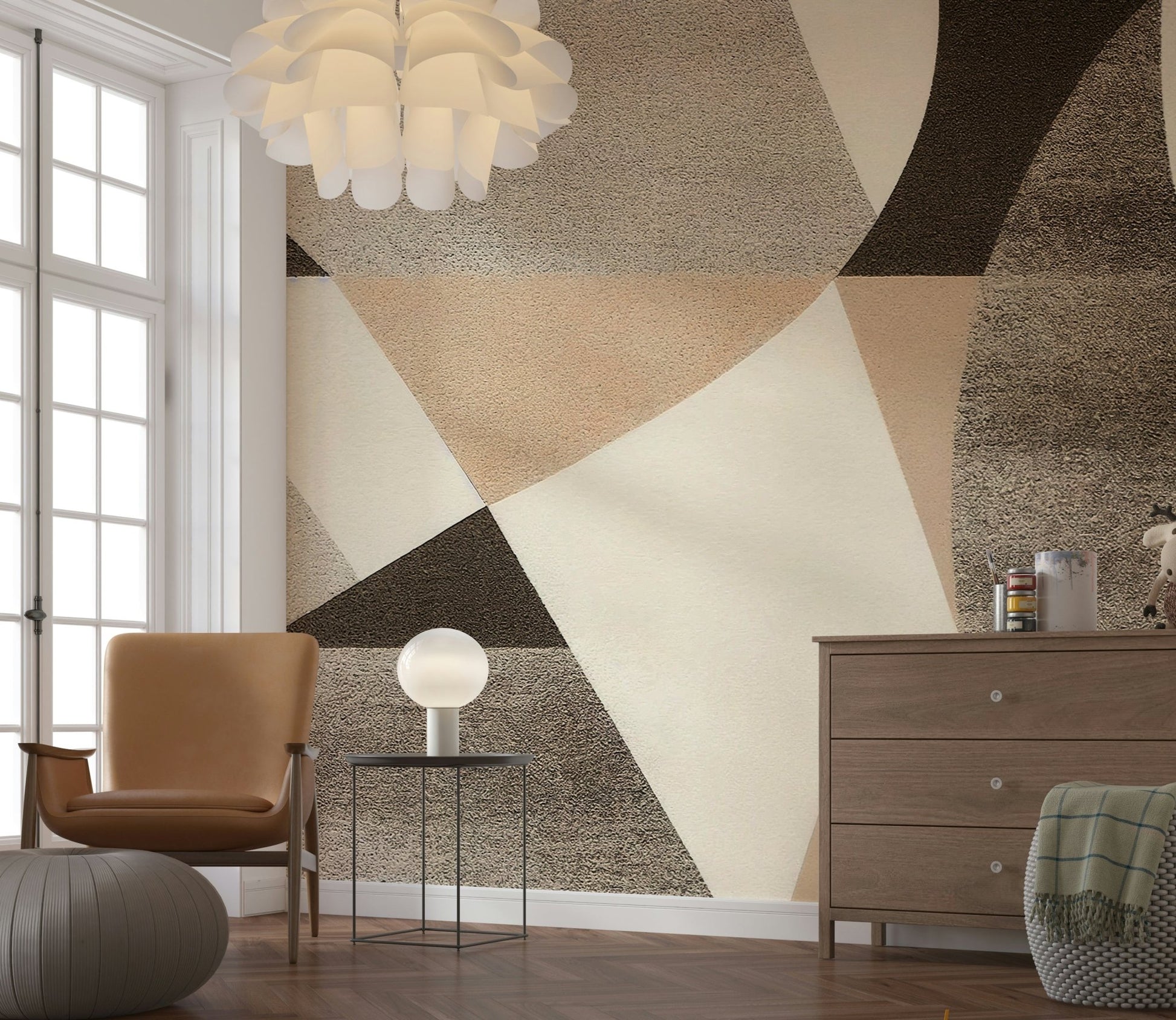 Geometric Harmony Earth Tones Wall Mural - Wallanza