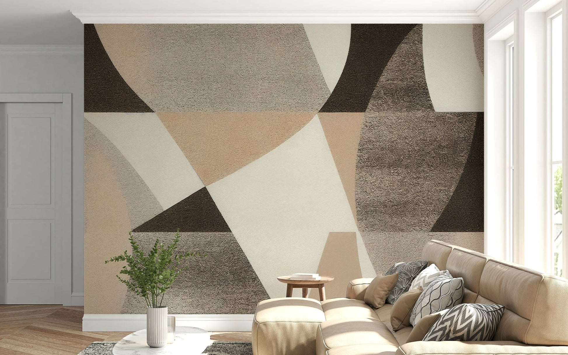 Geometric Harmony Earth Tones Wall Mural - Wallanza
