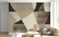 Geometric Harmony Earth Tones Wall Mural - Wallanza