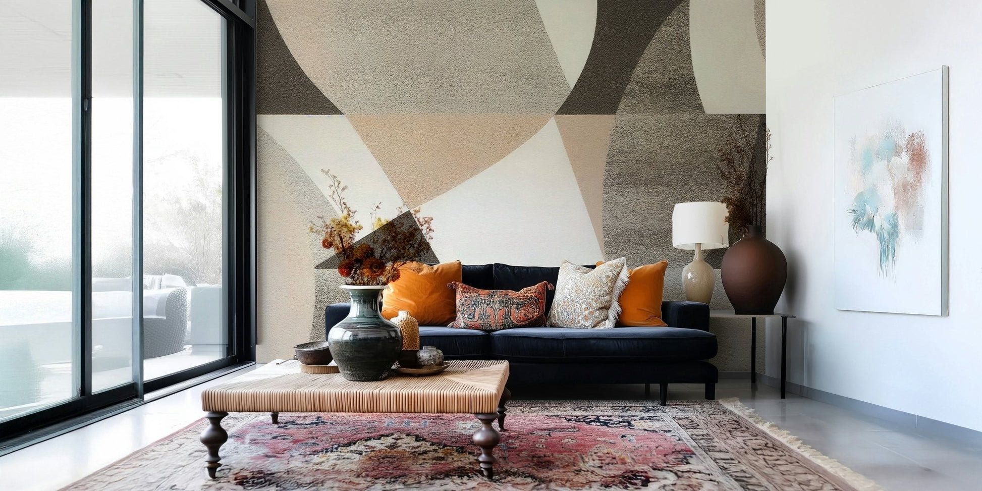 Geometric Harmony Earth Tones Wall Mural - Wallanza