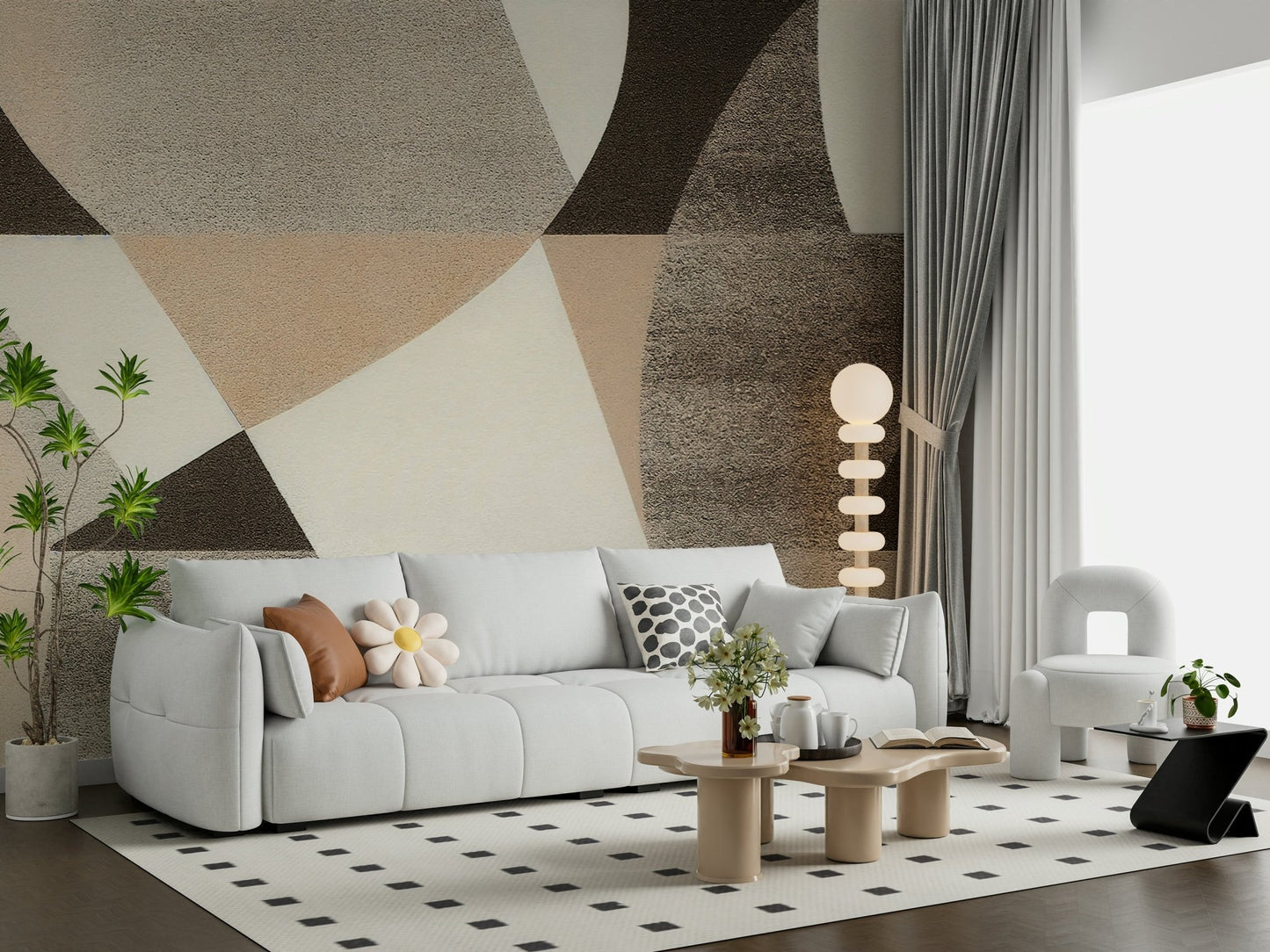 Geometric Harmony Earth Tones Wall Mural - Wallanza