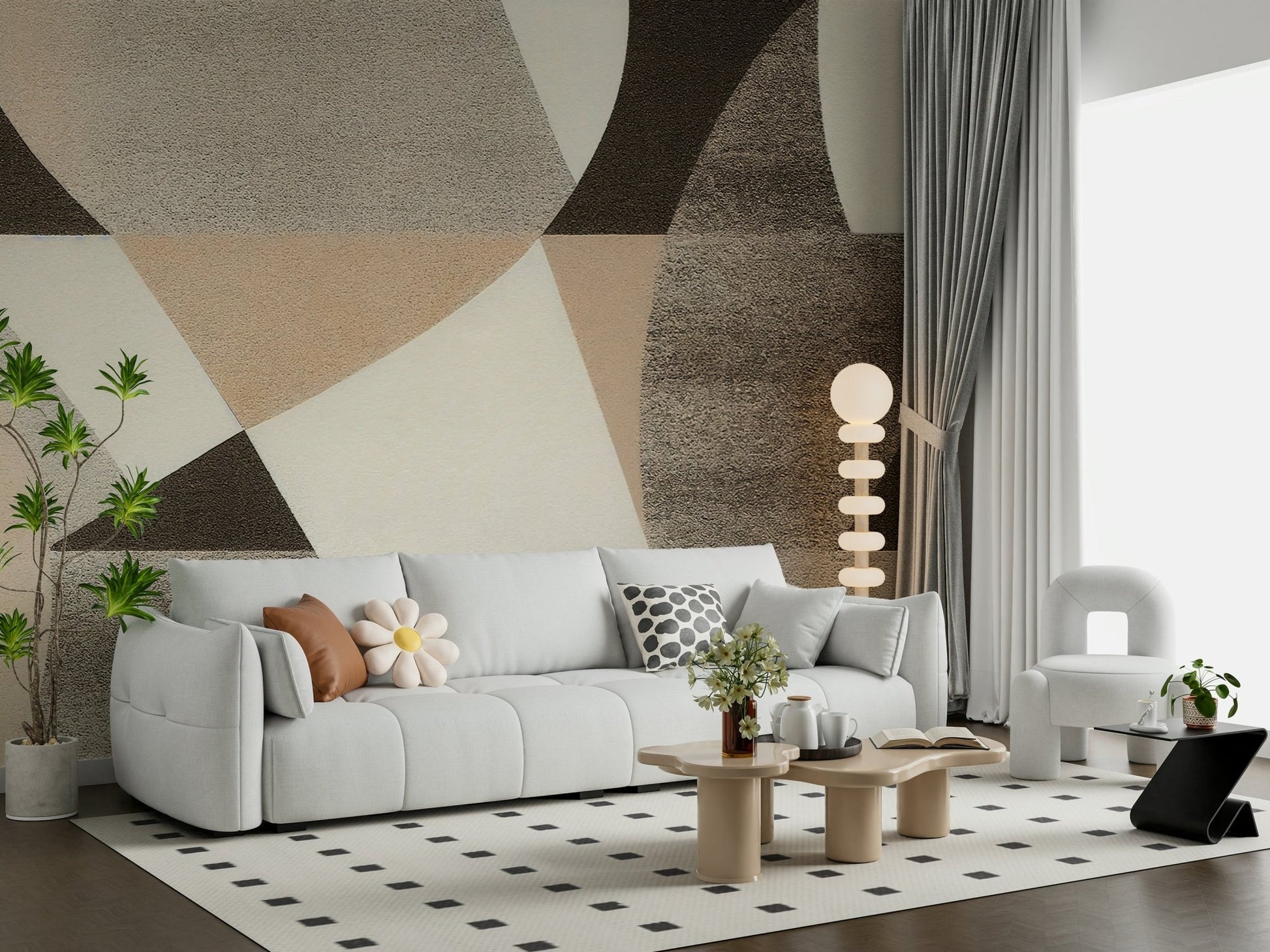 Geometric Harmony Earth Tones Wall Mural - Wallanza