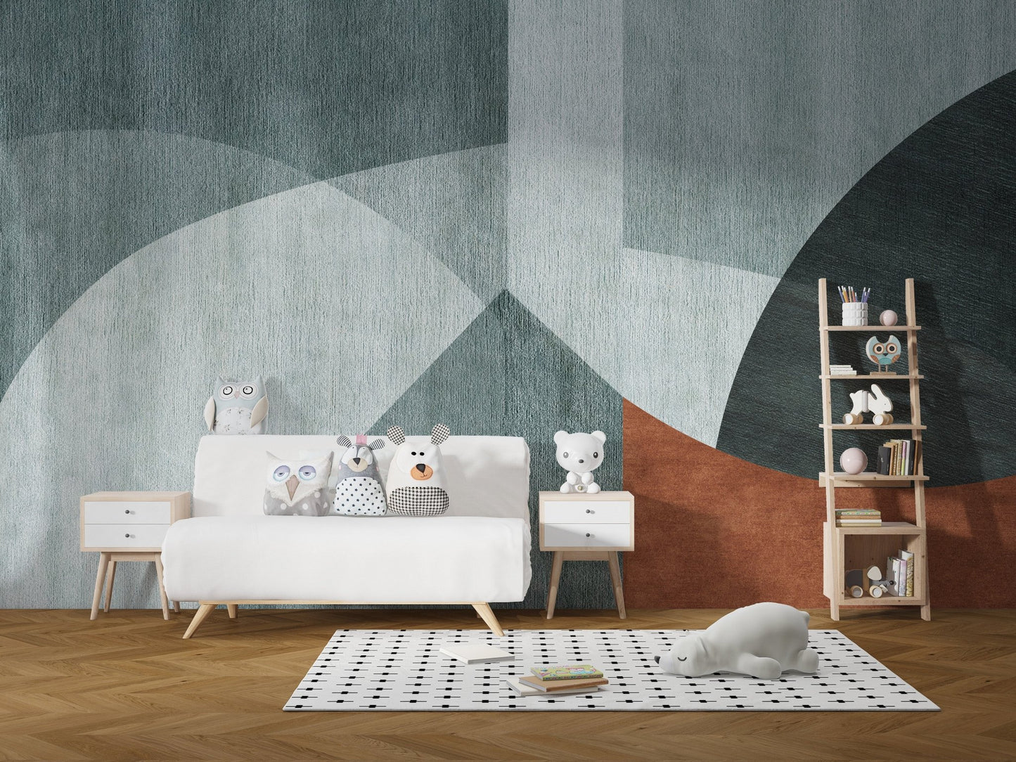 Geometric abstract harmony mural for homes
