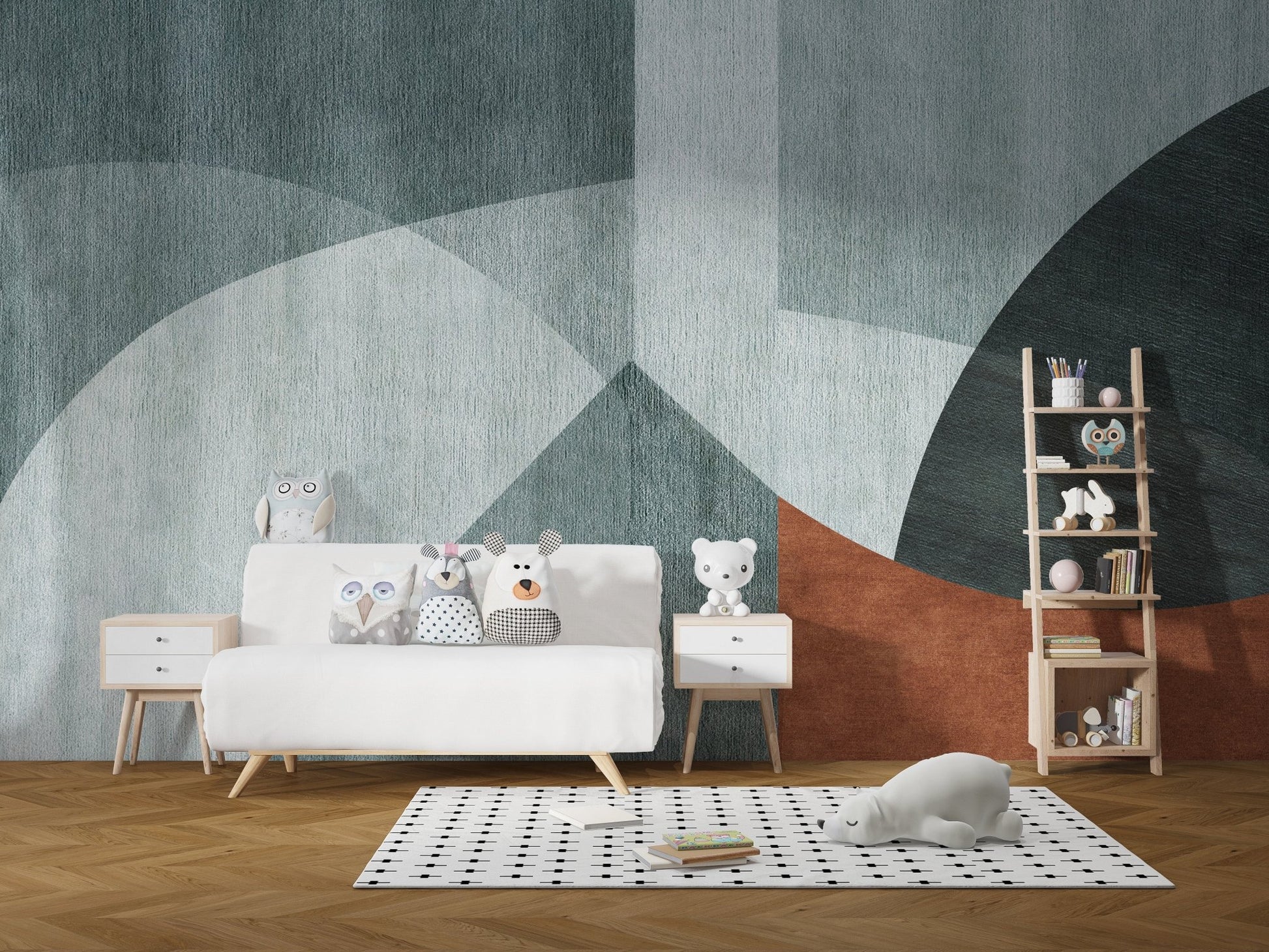 Geometric abstract harmony mural for homes
