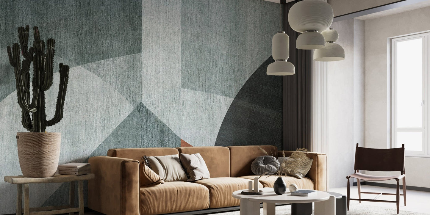 Modern geometric harmony mural wall design
