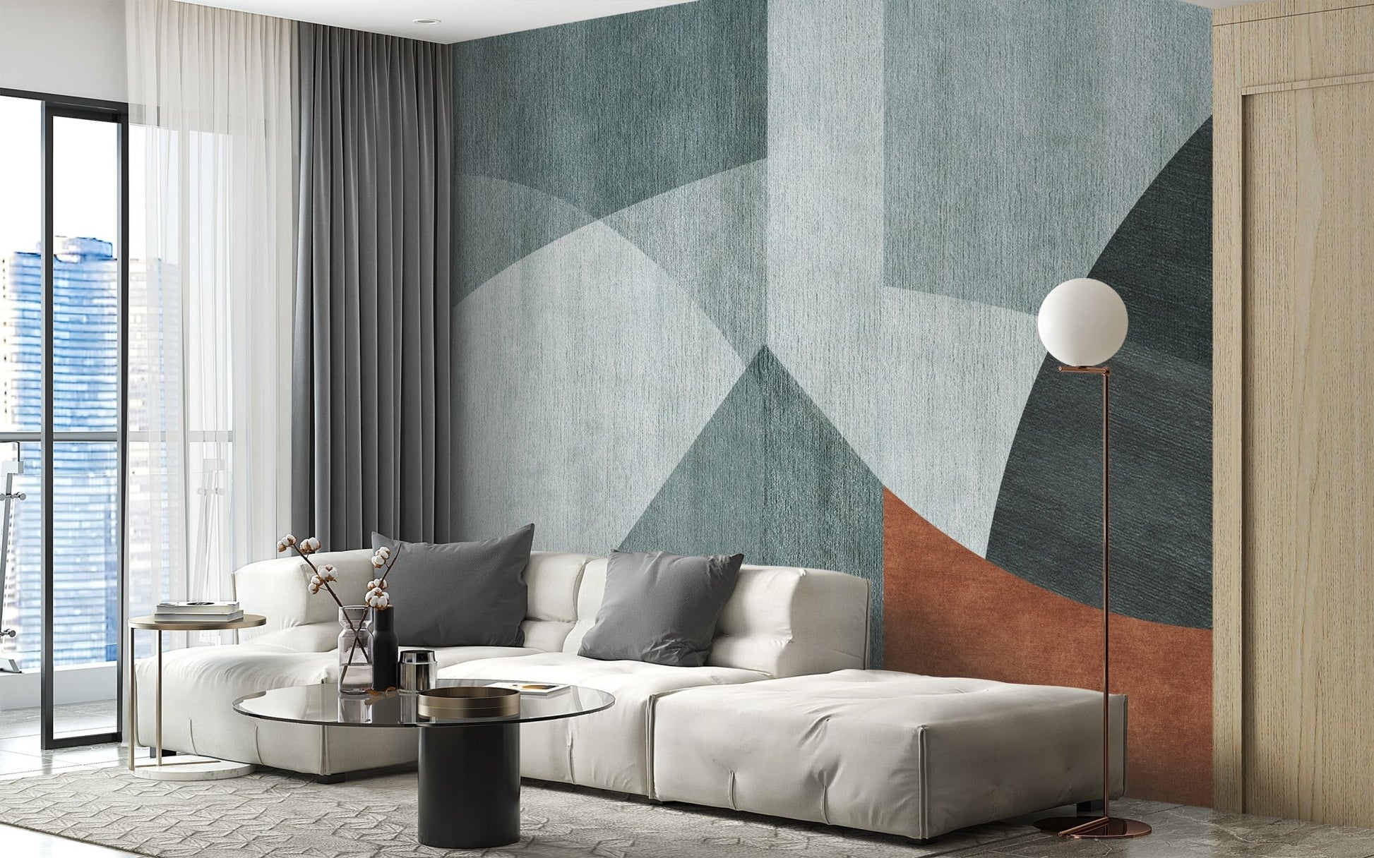 Abstract geometric harmony wall mural art
