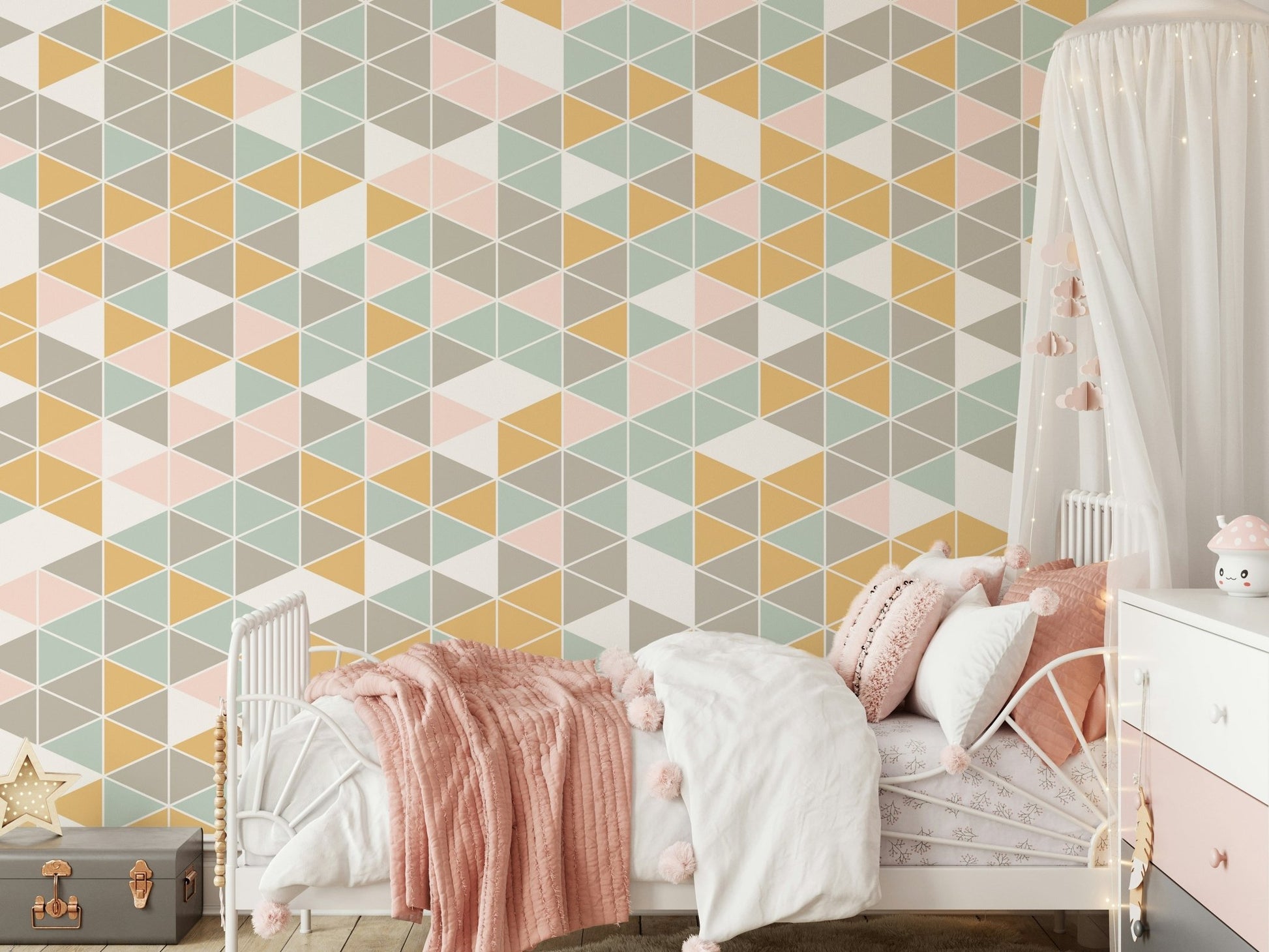 Neutral tone mural for accent wall