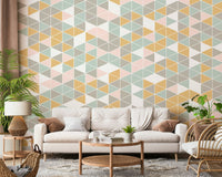Soft pastel geometric wallpaper full wall