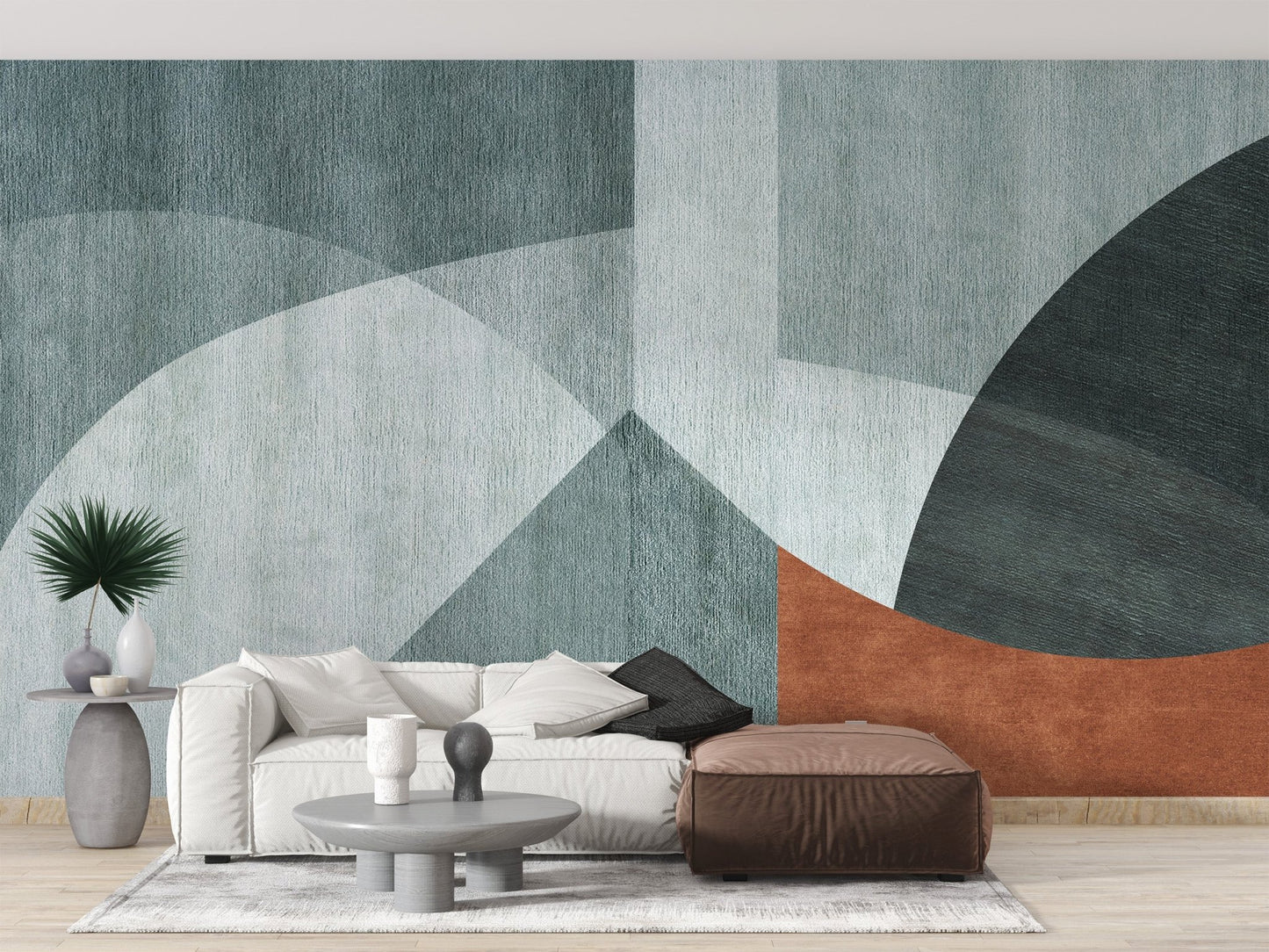 Elegant geometric shapes wall mural design
