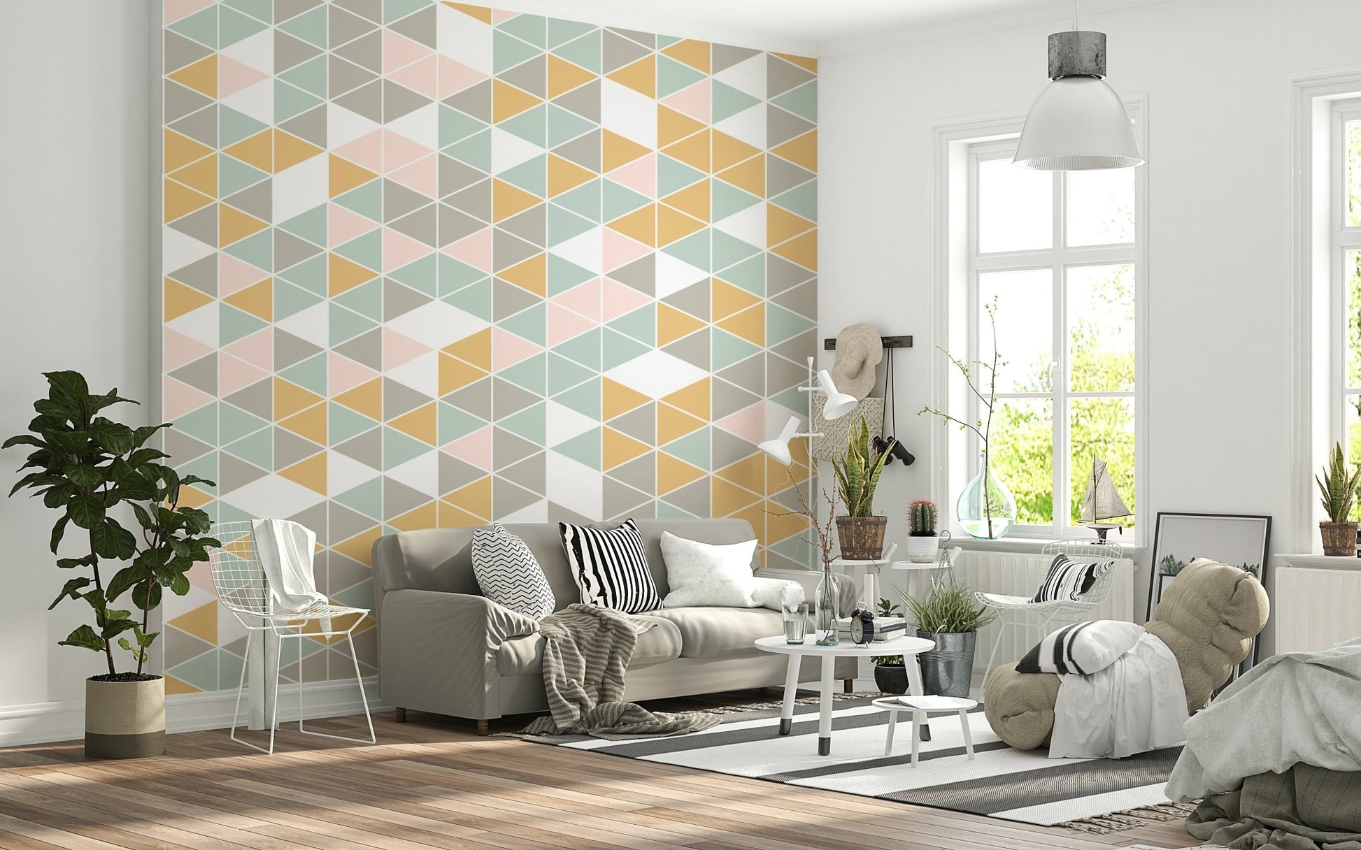 Modern geometric wallpaper full wall