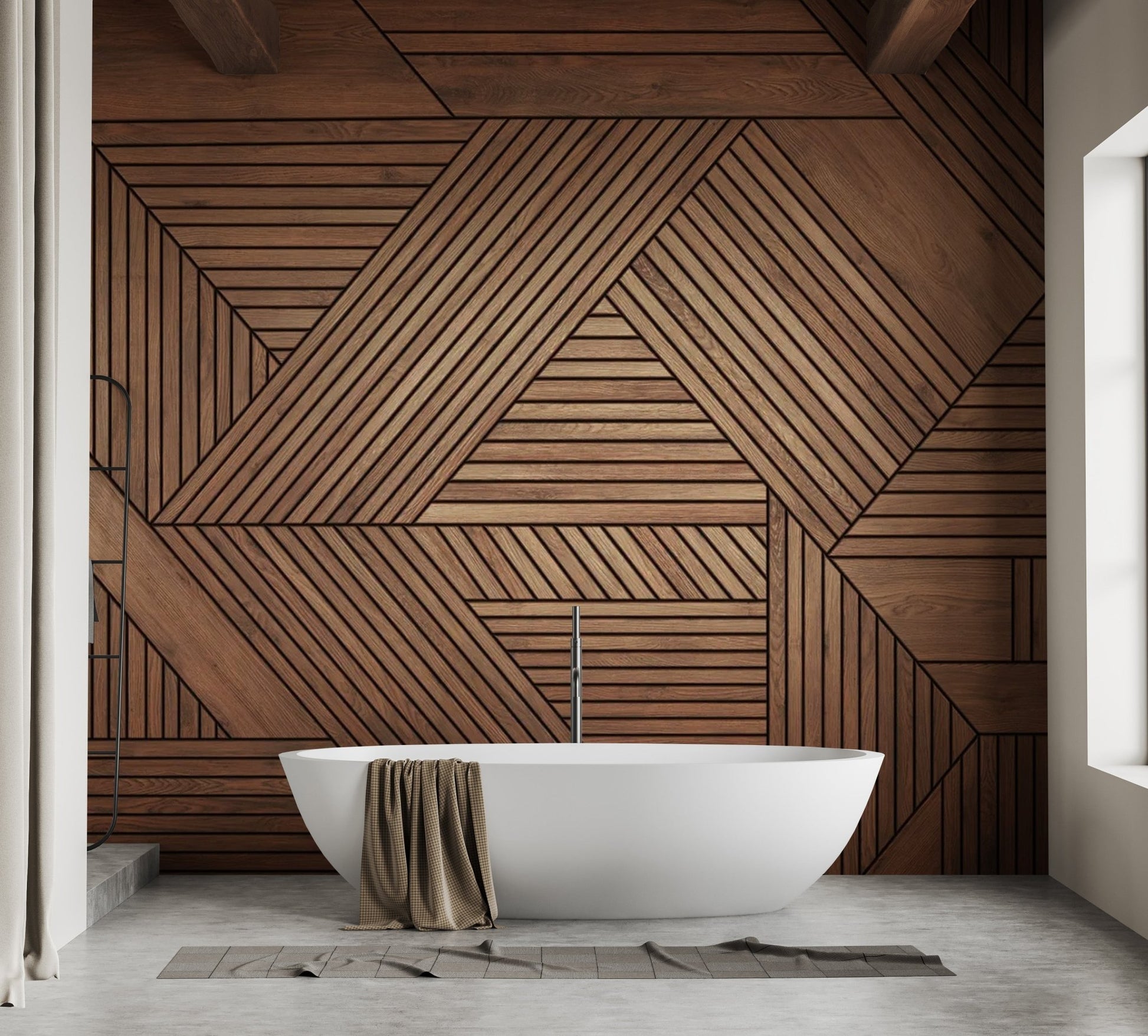 Geometric Pattern Wooden Wall Mural - Wallanza