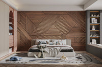 Geometric Pattern Wooden Wall Mural - Wallanza