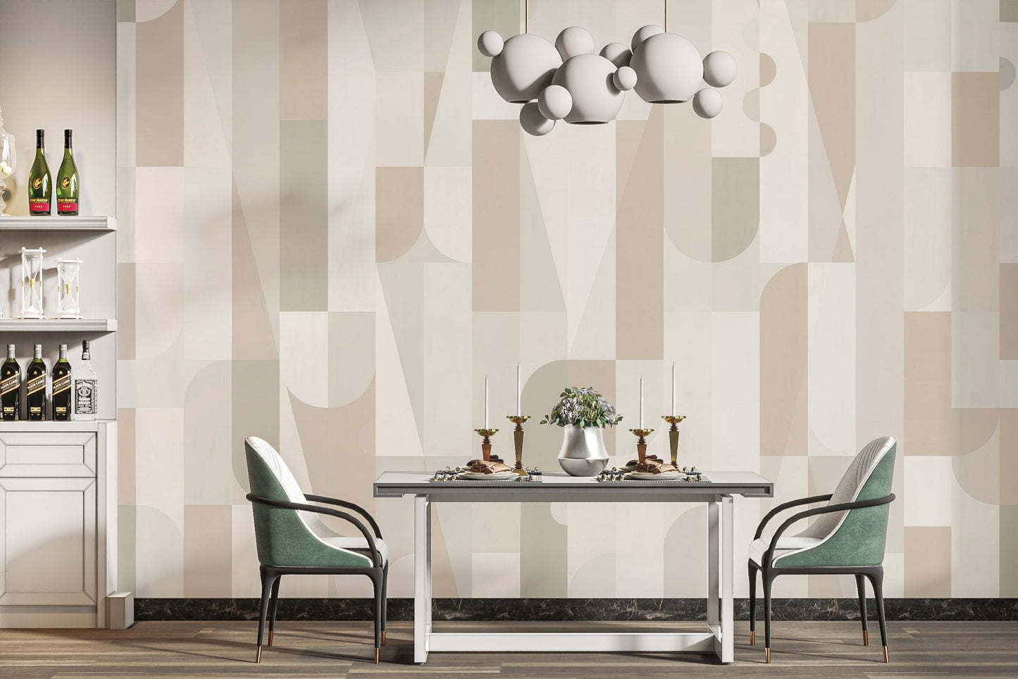 Geometric Sepia Wall Mural - Wallanza
