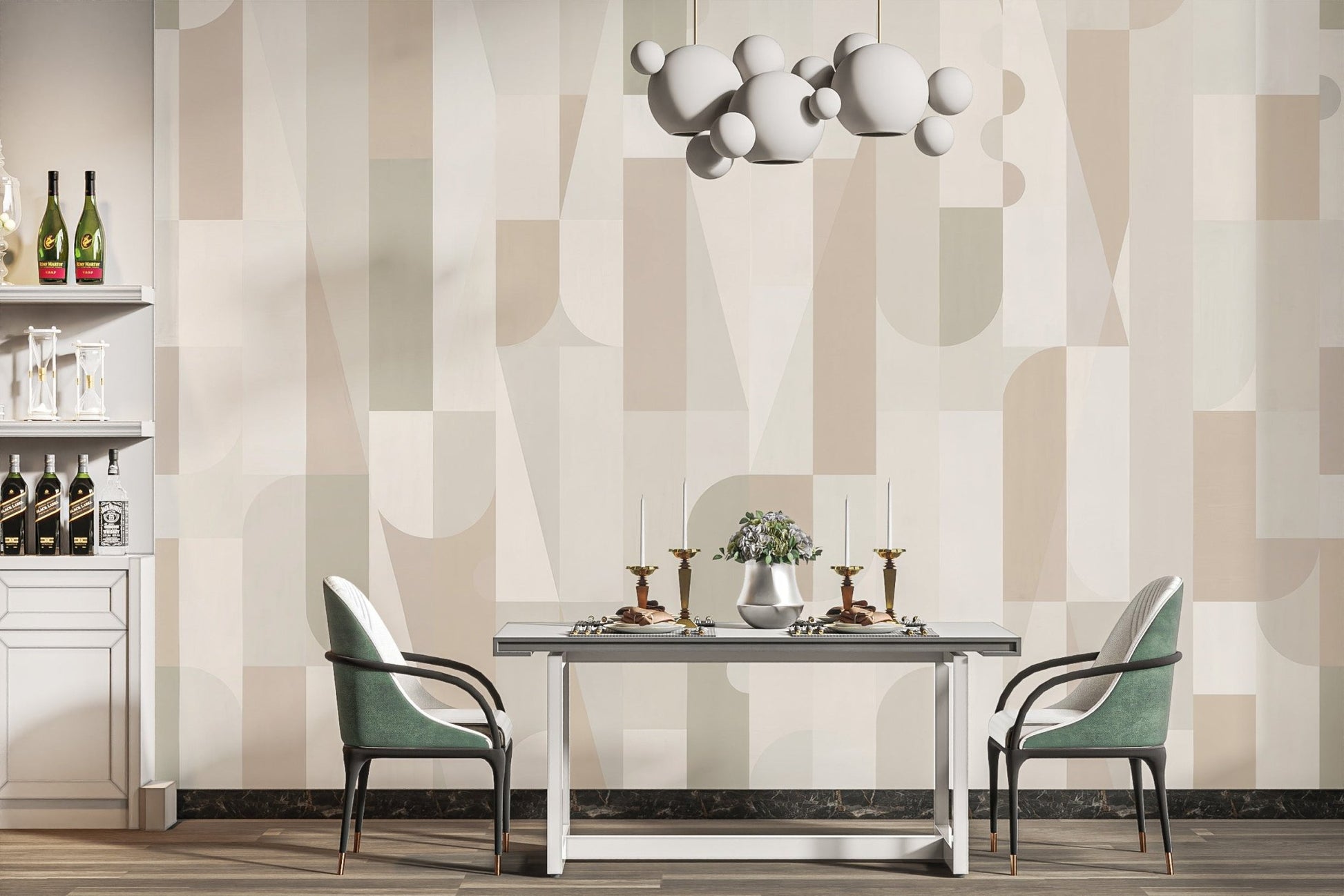 Geometric Sepia Wall Mural - Wallanza
