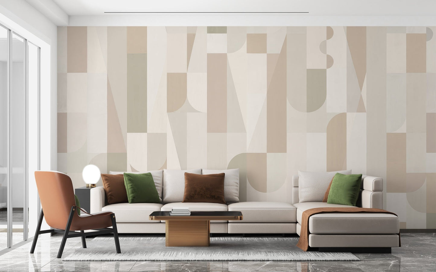 Geometric Sepia Wall Mural - Wallanza