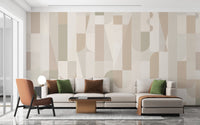 Geometric Sepia Wall Mural - Wallanza