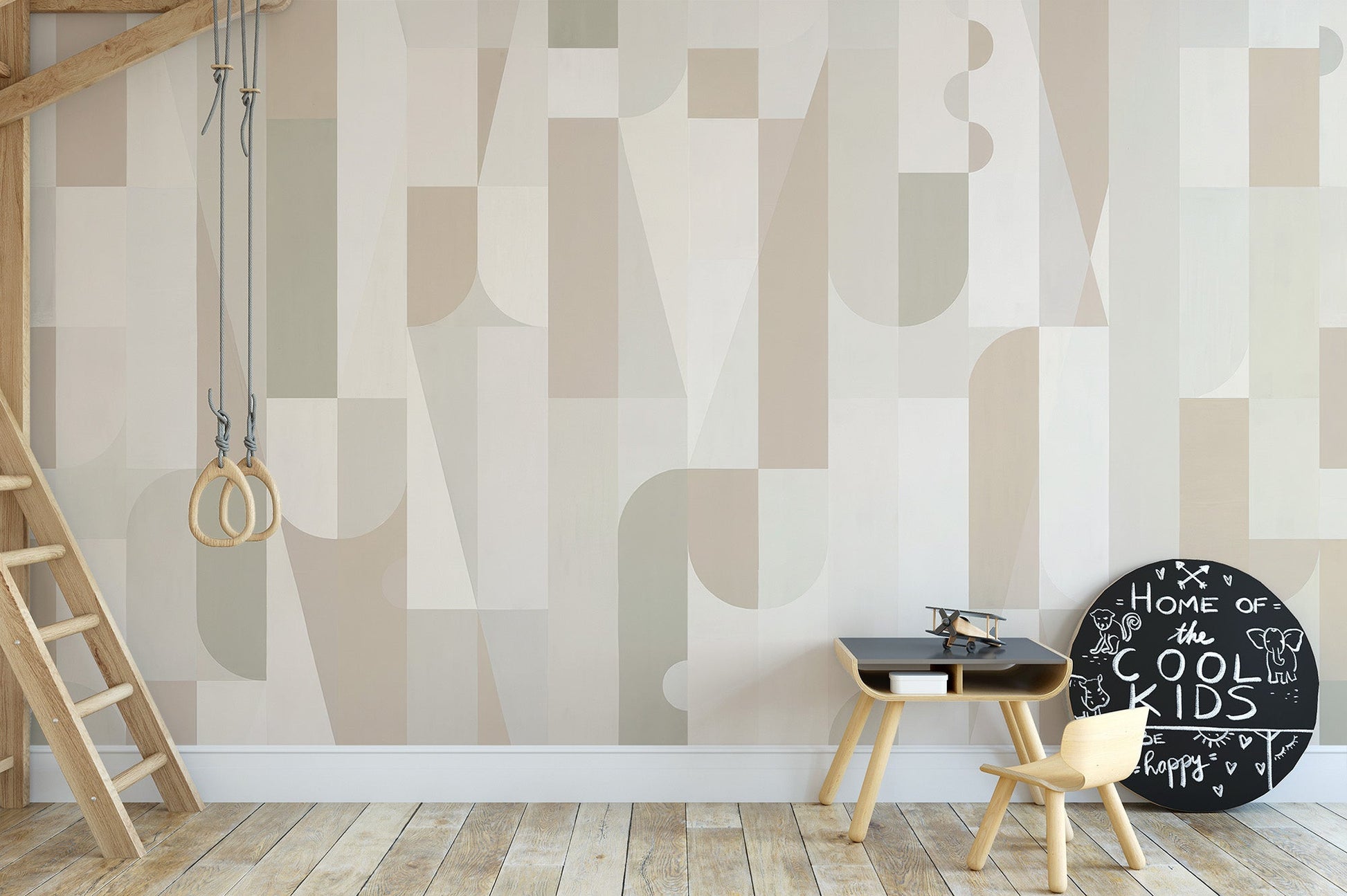 Geometric Sepia Wall Mural - Wallanza