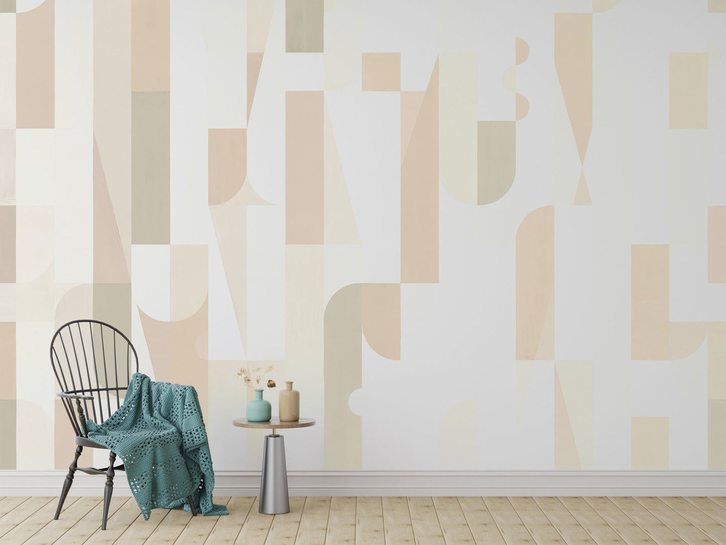 Geometric Sepia Wall Mural - Wallanza