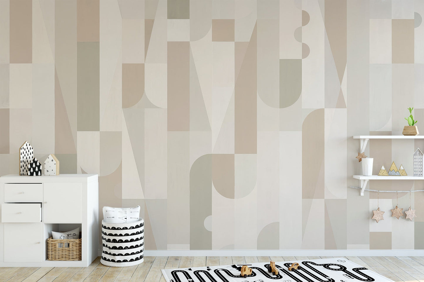 Geometric Sepia Wall Mural - Wallanza