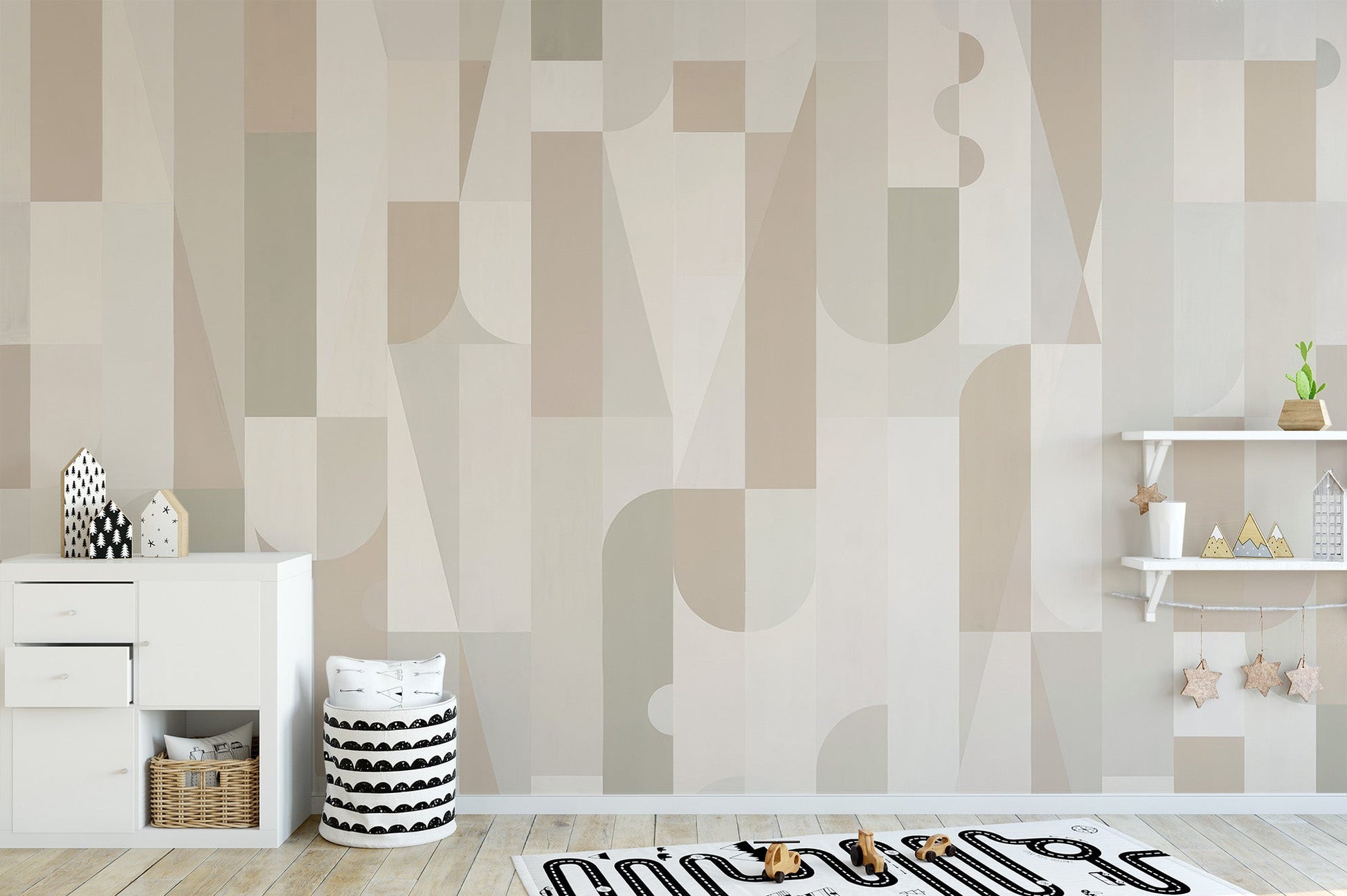 Geometric Sepia Wall Mural - Wallanza