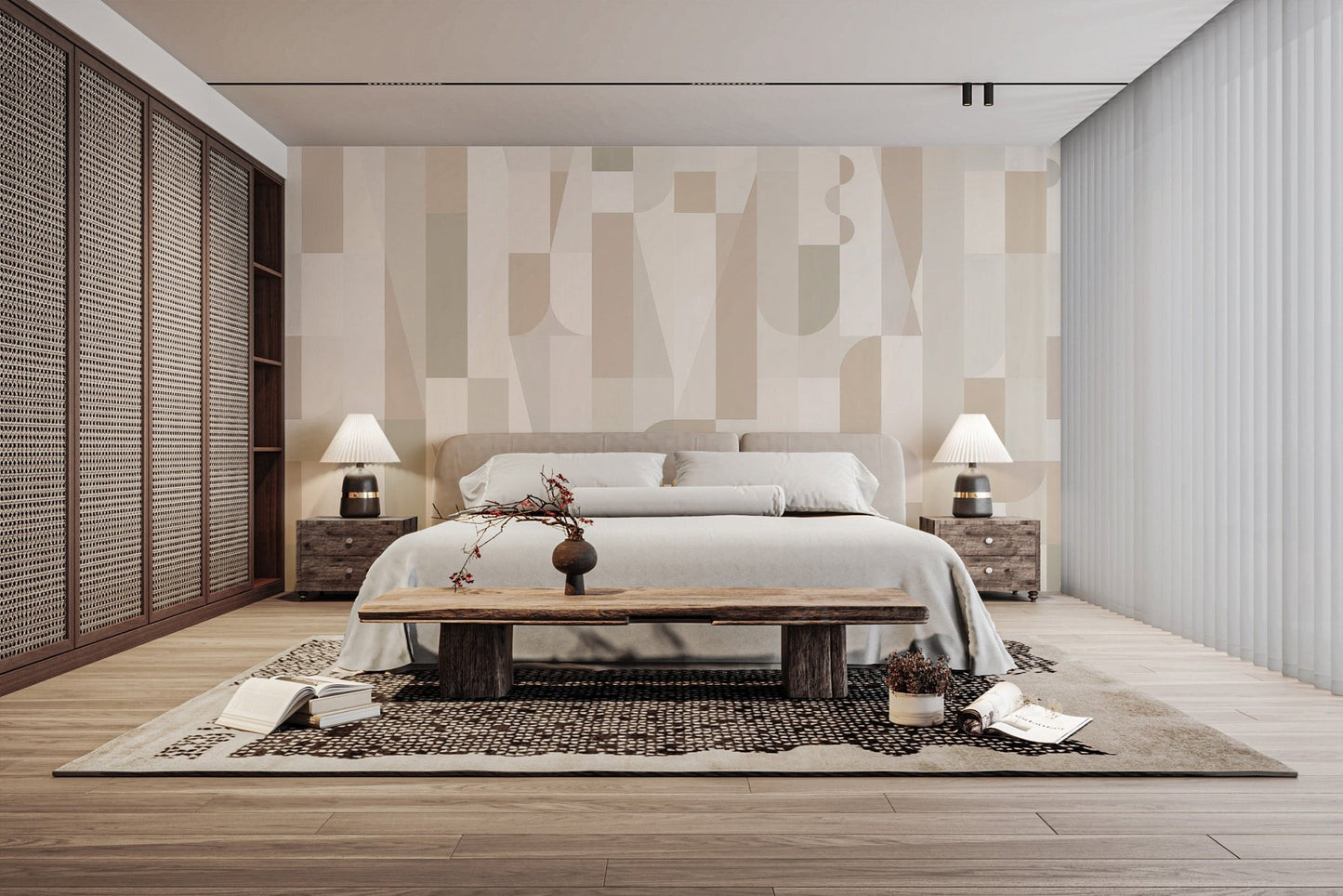 Geometric Sepia Wall Mural - Wallanza