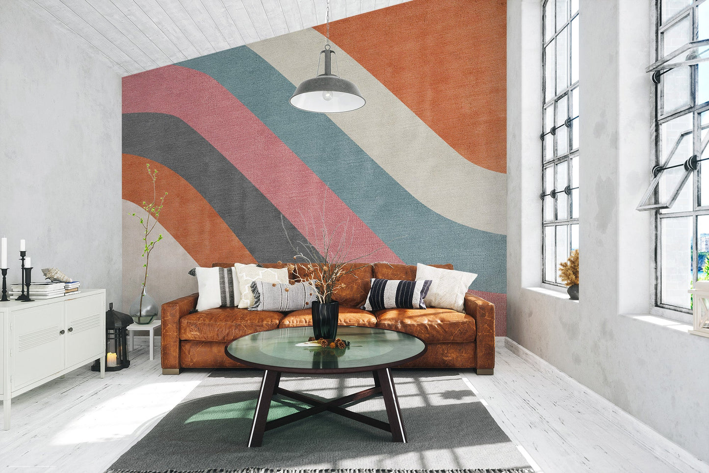 Sophisticated wave mural for trendy rooms
