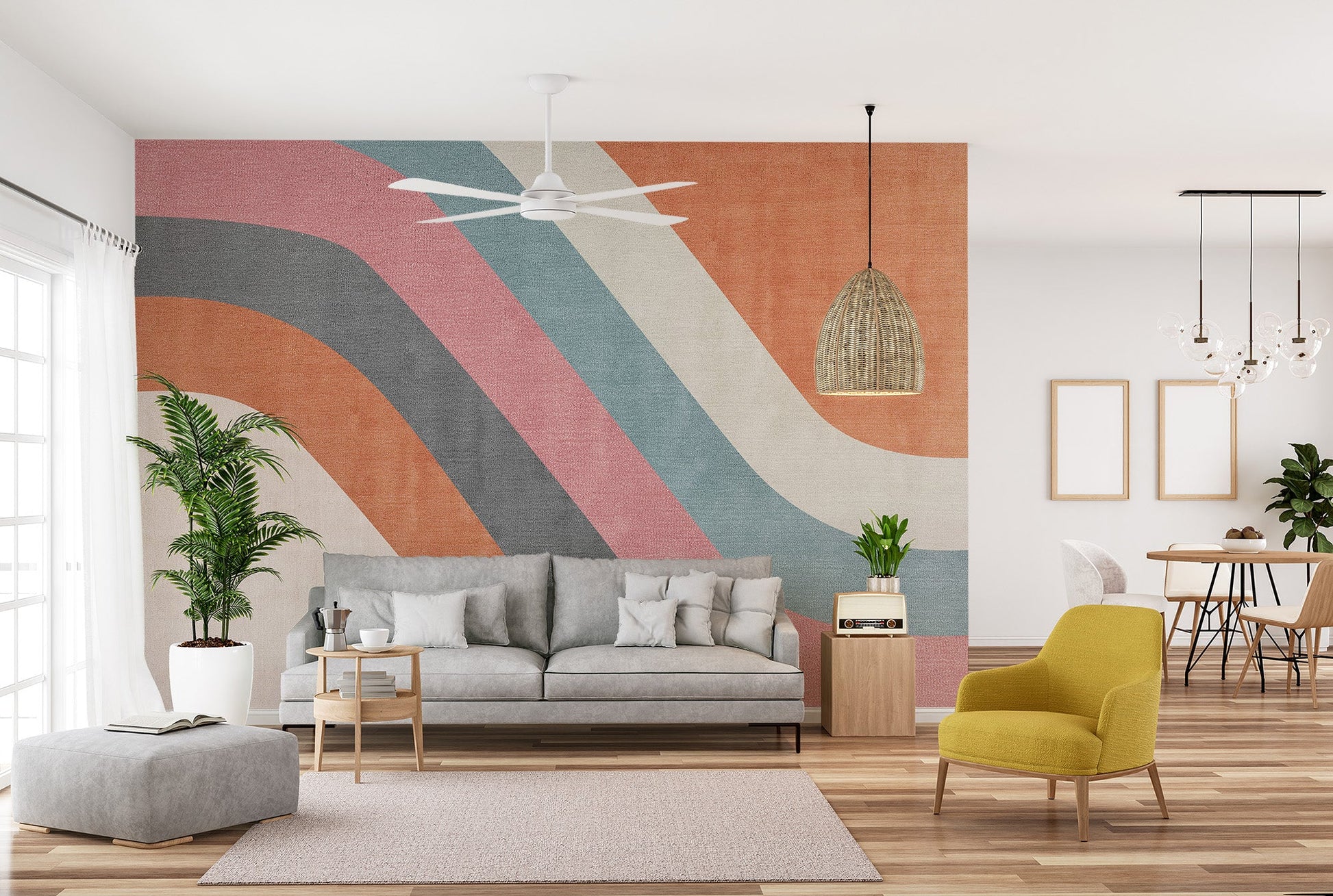Sleek geometric waves design for walls
