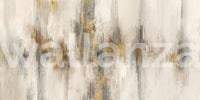 Horizontal view of Gilded Strokes wall mural with gold and grey paint.