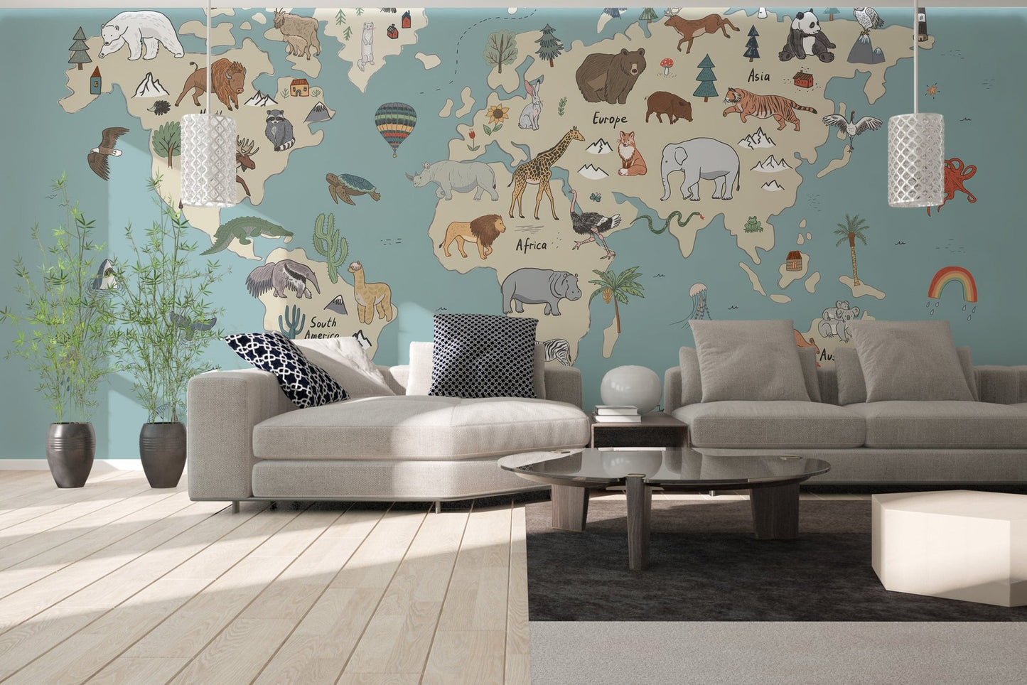 Global Wildlife Wallpaper Mural - Wallanza