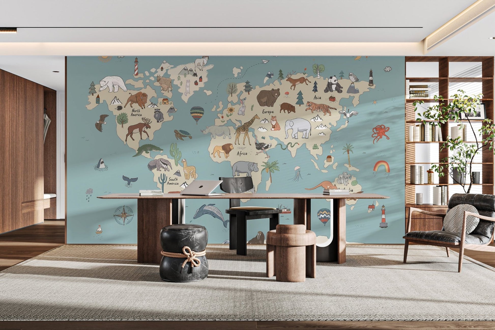Global Wildlife Wallpaper Mural - Wallanza
