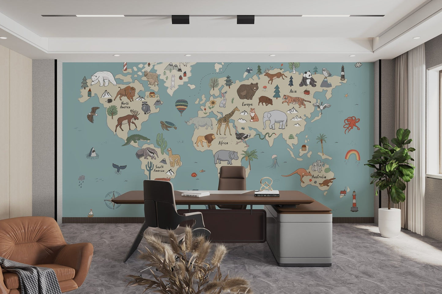 Global Wildlife Wallpaper Mural - Wallanza
