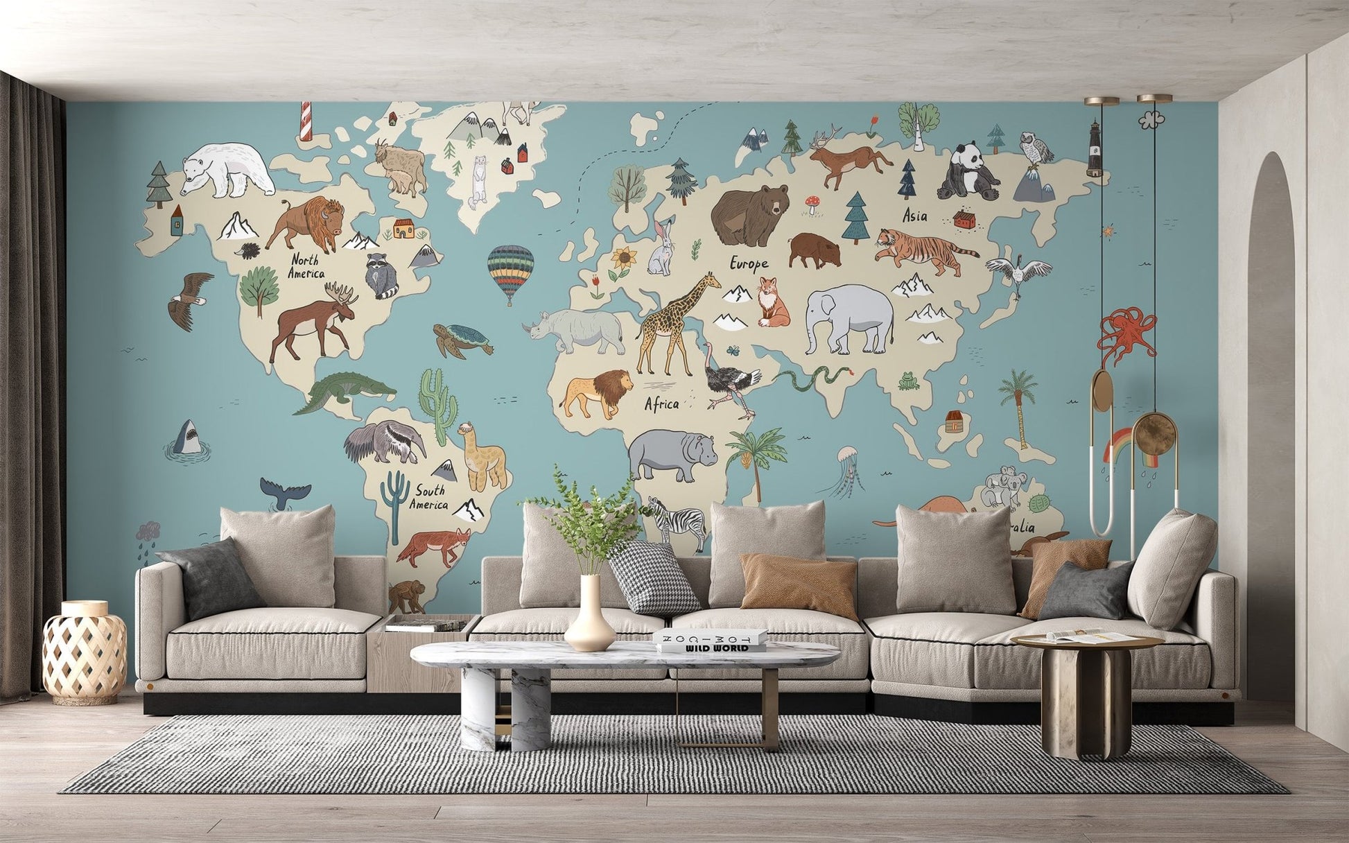 Global Wildlife Wallpaper Mural - Wallanza