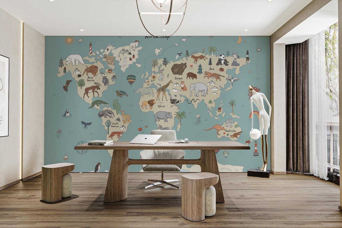 Global Wildlife Wallpaper Mural - Wallanza